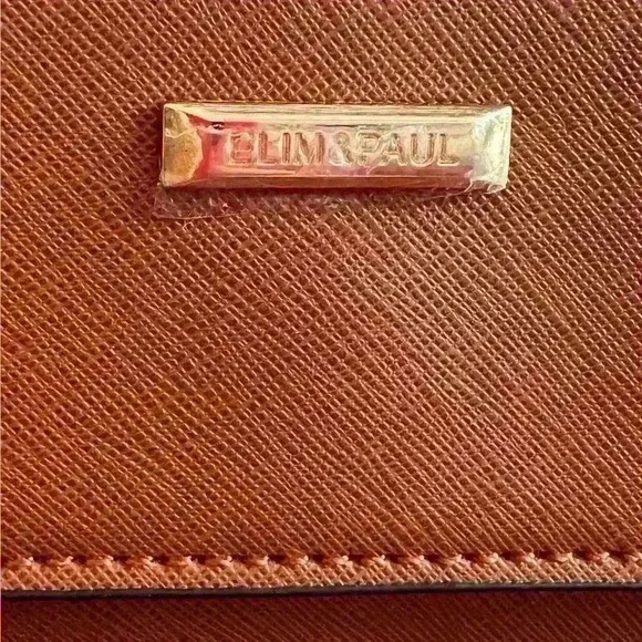 Elim & Paul slim envelope wristlet clutch Saffiano leather NEW - Picture 4 of 6